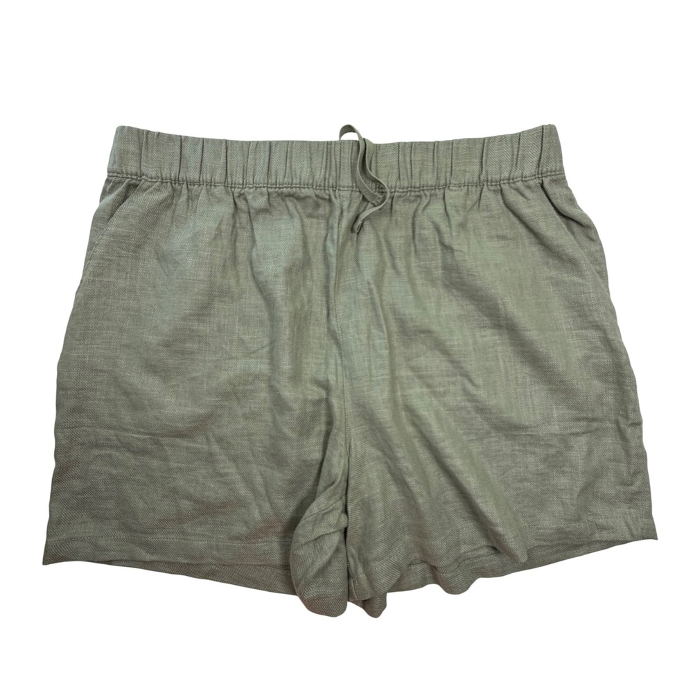 BlankNYC Linen Blend Shorts Women Green Casual Summer Pull On Size L
